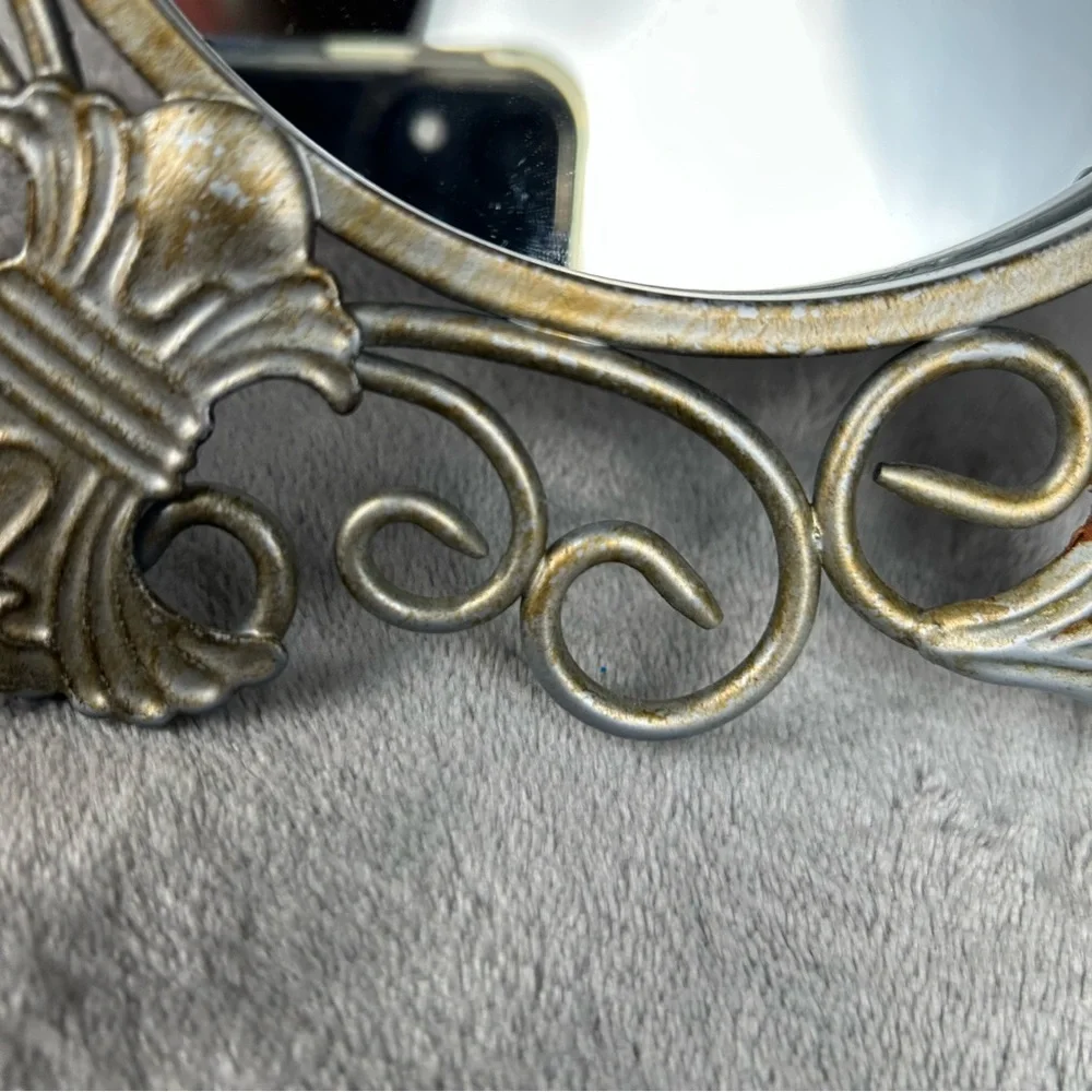 VTG Home Interiors Mirrors Hollywood Silver Regency Fleur De Lis‎ Acanthus Leaf